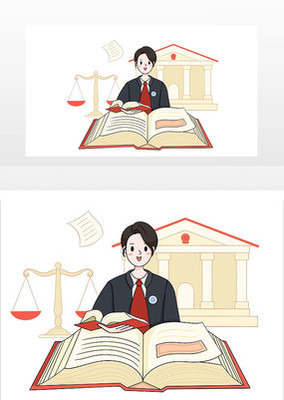 卡通法律咨询日律师人物